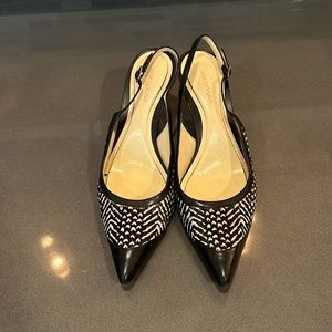 Ann Taylor Paige Black/White Calf Hair Heels, Size 8